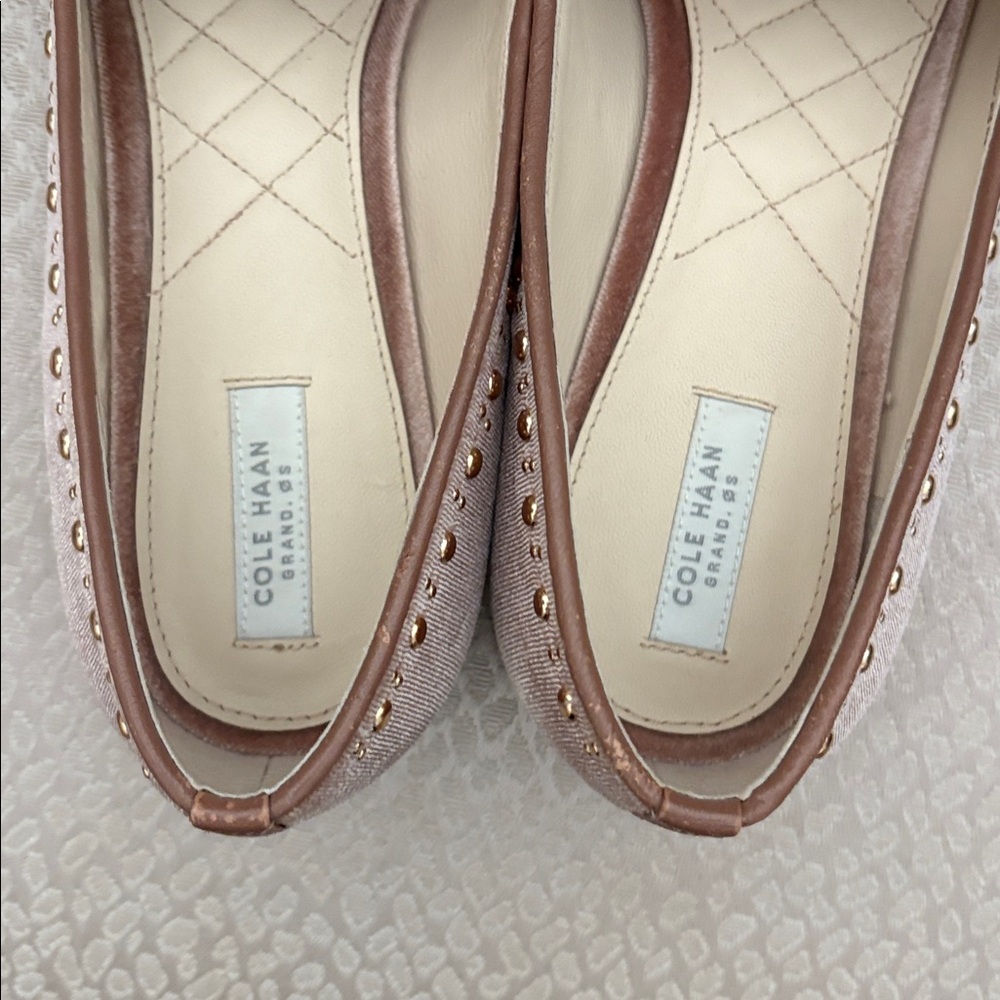 Cole Haan Grand OS Blush Velvet Loafers with Studded Bow Style Tali worn once - Picture 7 of 9